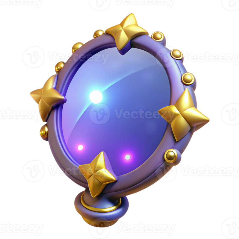 magnificent creative Magical 3D Render of a Starry Hand Mirror professional png