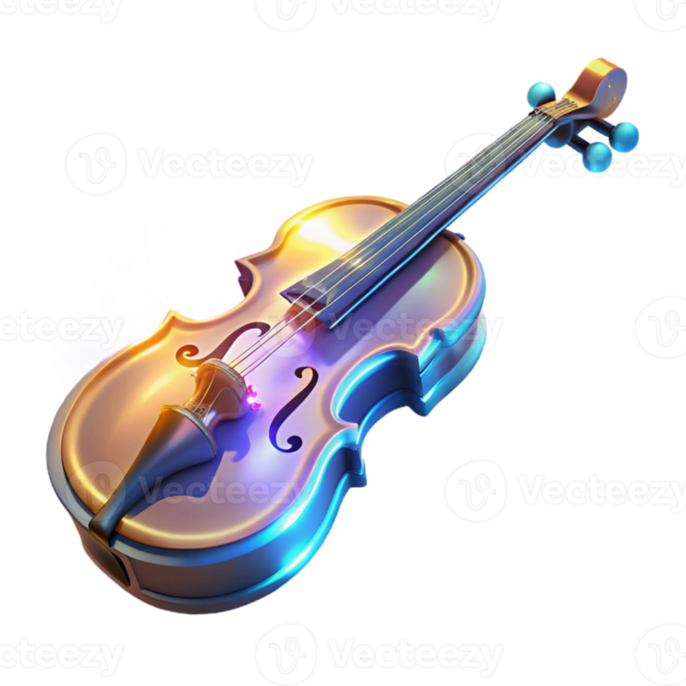 dramatic abstract Glowing Violin 3D Render high quality png