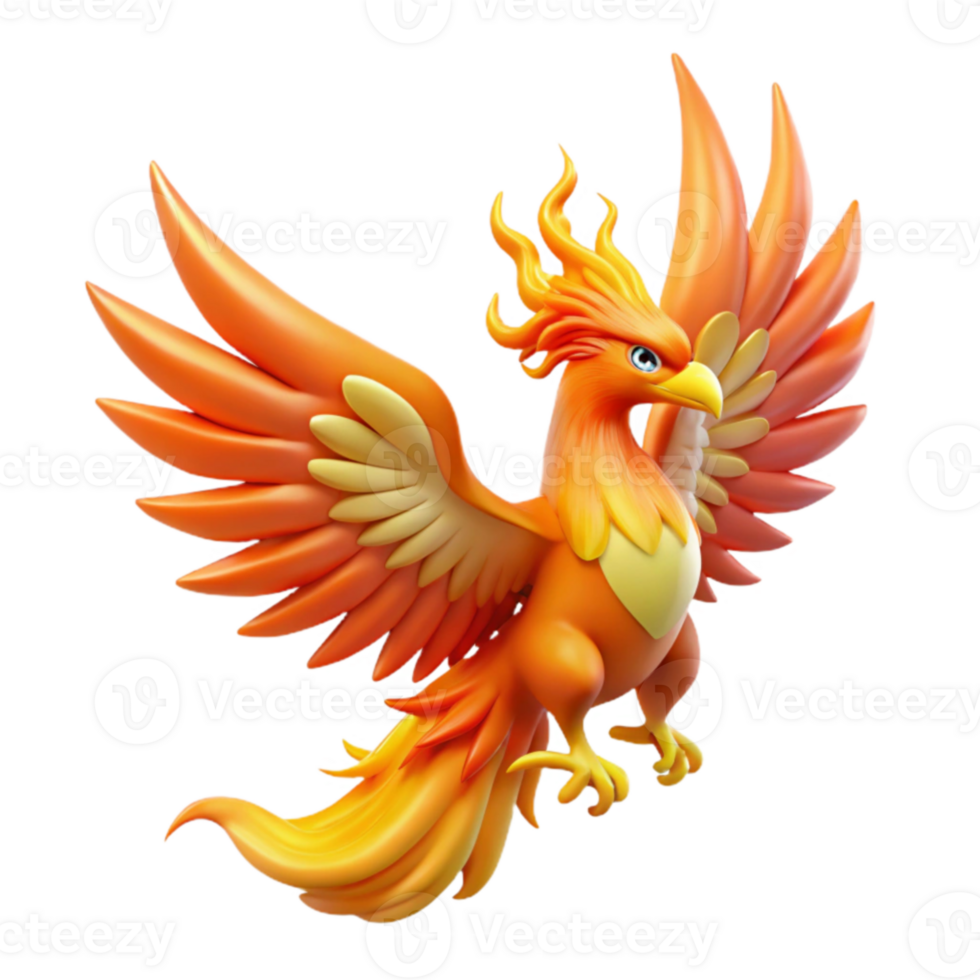 vibrant abstract 3D Render of a Mythical Phoenix high quality png