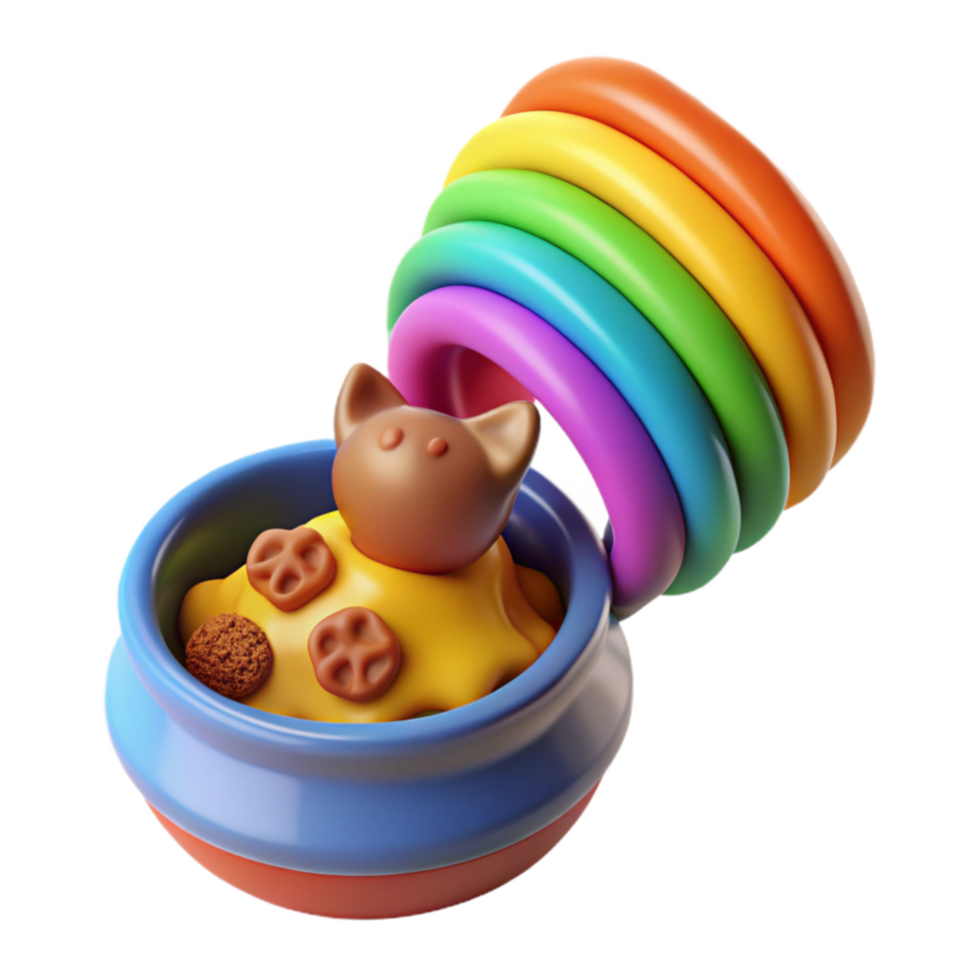 Rainbow Treat Pot with Chocolate Kitty png