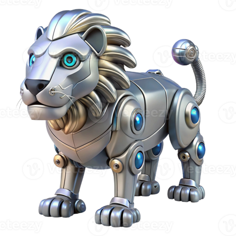 elegant traditional Robotic Lion 3D Render original png