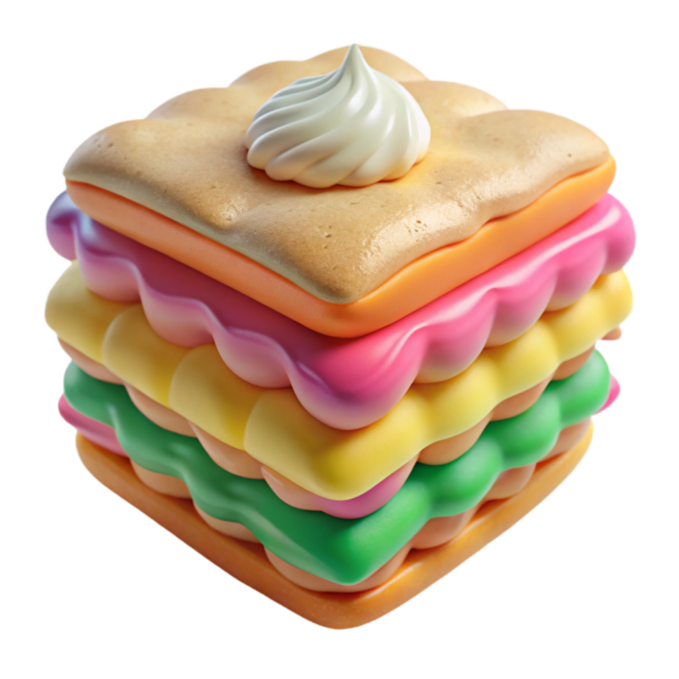 Rainbow Layered Dessert with Whipped Cream png