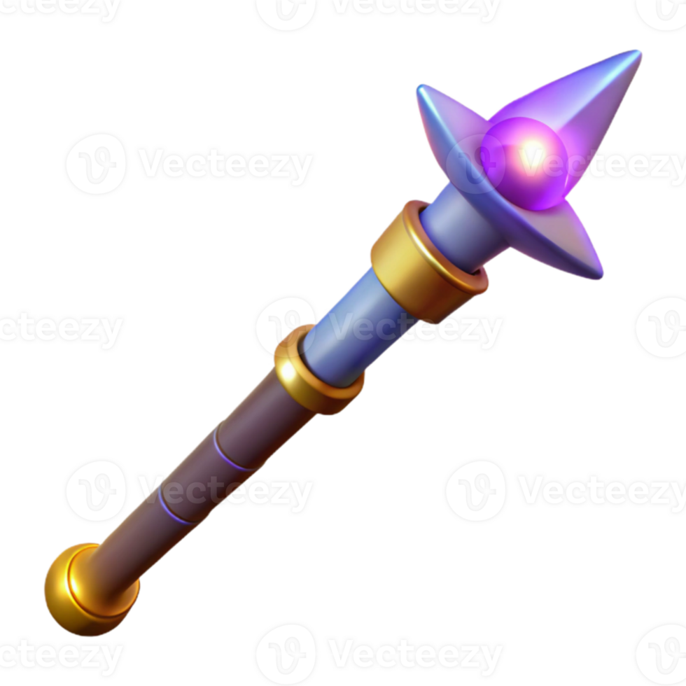 vibrant creative 3D Render Magical Staff Game Asset genuine png