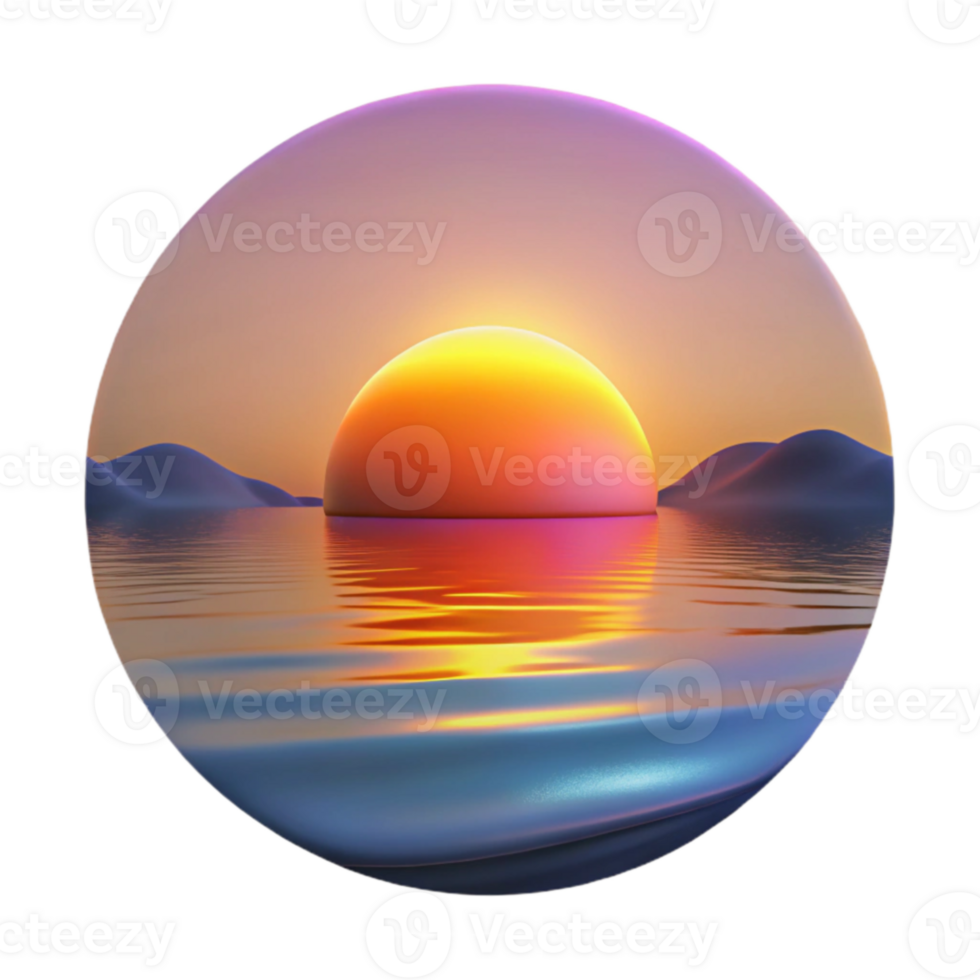 extraordinary artistic Sunset over Still Waters 3D Render authentic png