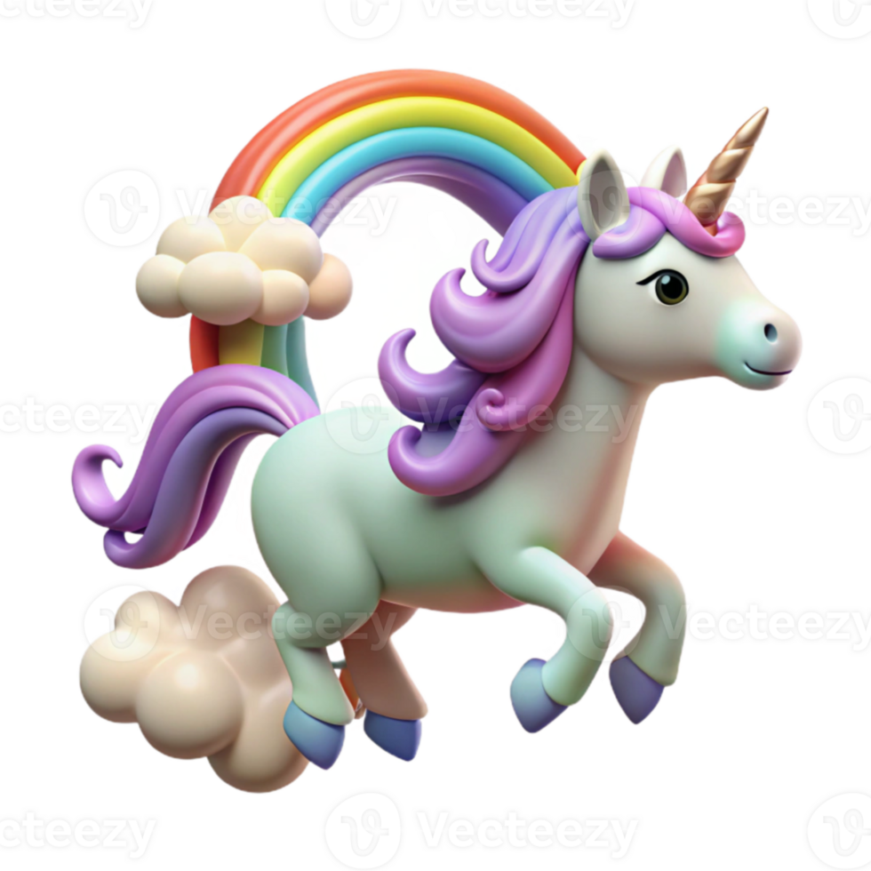 stunning rustic Cute Unicorn 3D Render high quality png