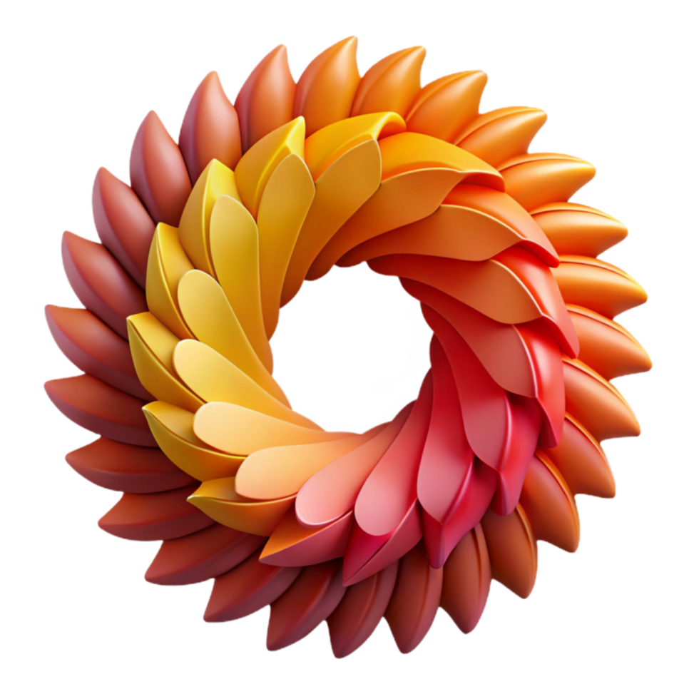 Abstract Circular Floral Design Gradient Colors and 3D Petals png