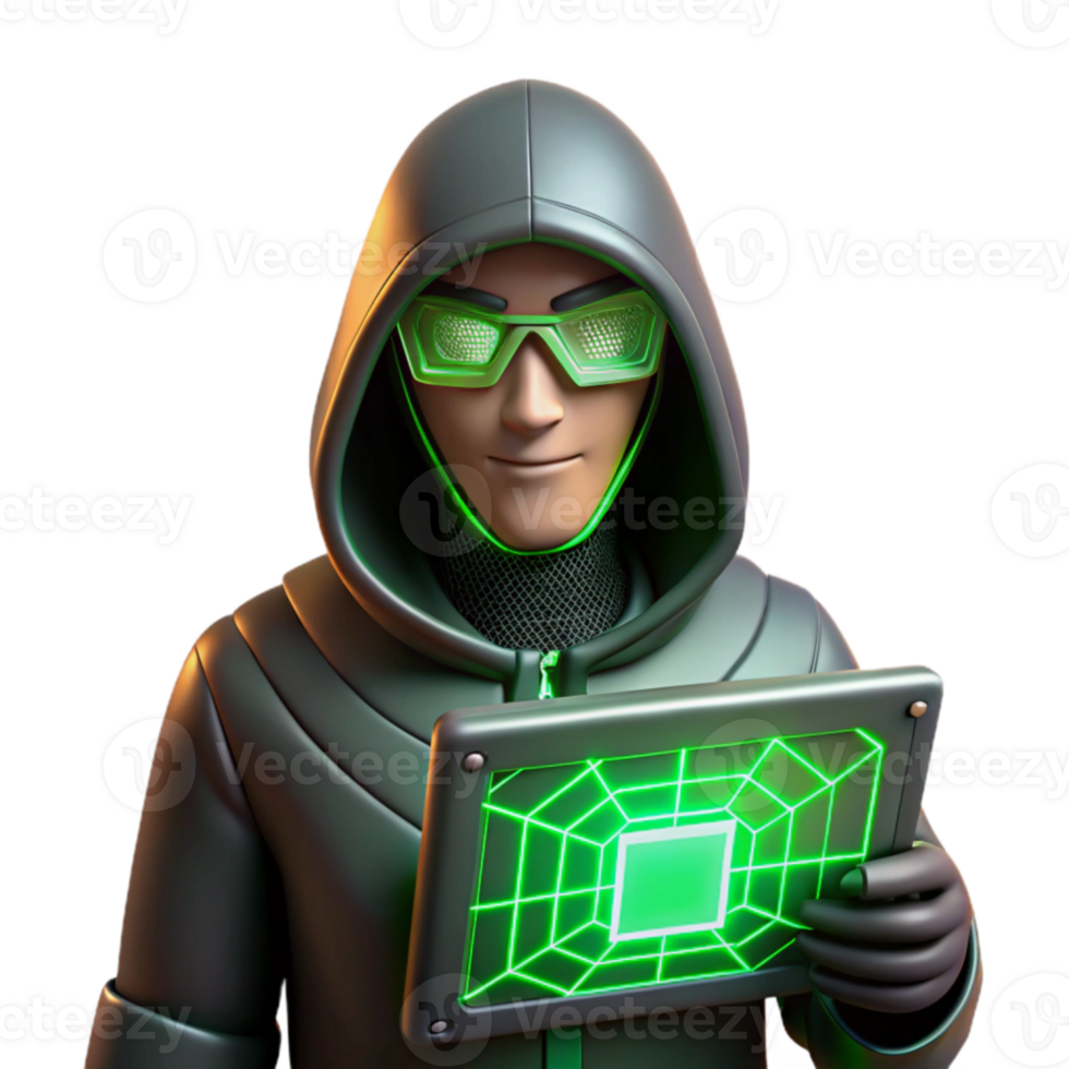 extraordinary classic 3D Cartoon Hacker Illustration high resolution png