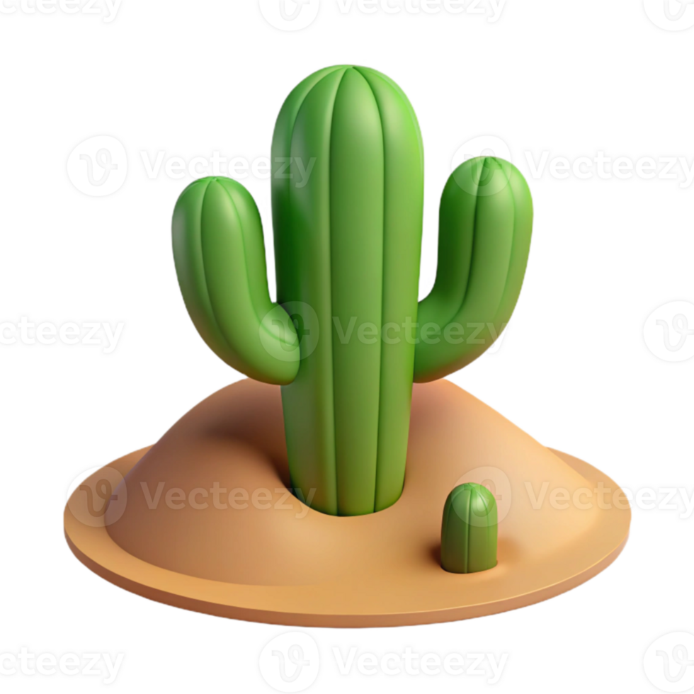 serene artistic 3D Render Cactus Desert Scene detailed png