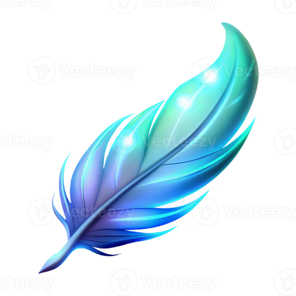 wonderful vintage Glowing Blue Feather Illustration high quality png