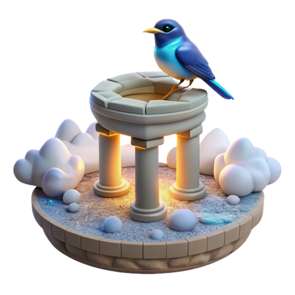 3D Render Bird on Ancient Temple png