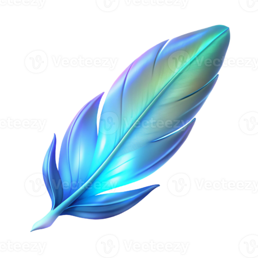 magnificent artistic Vibrant Blue Feather 3D Illustration 4K png