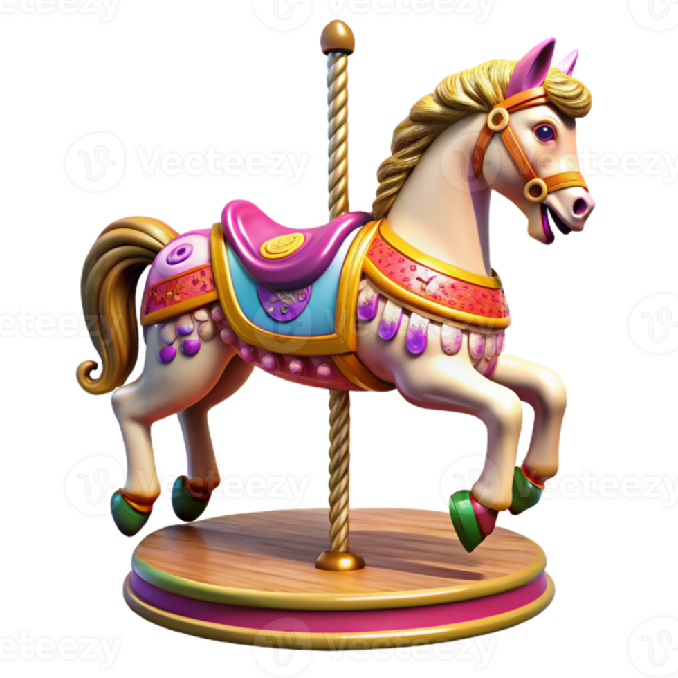 wonderful minimalist Whimsical Carousel Horse 3D Render original png