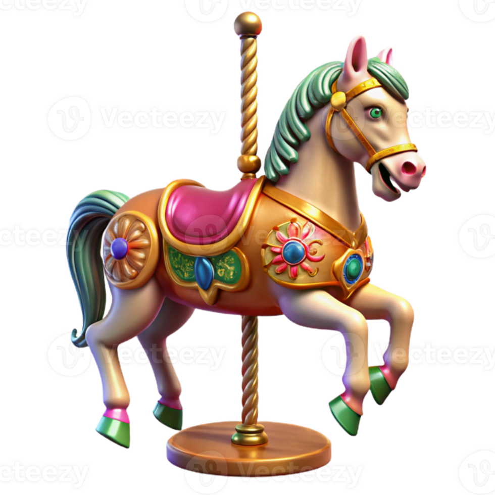 serene creative Carousel Horse 3D Render authentic png