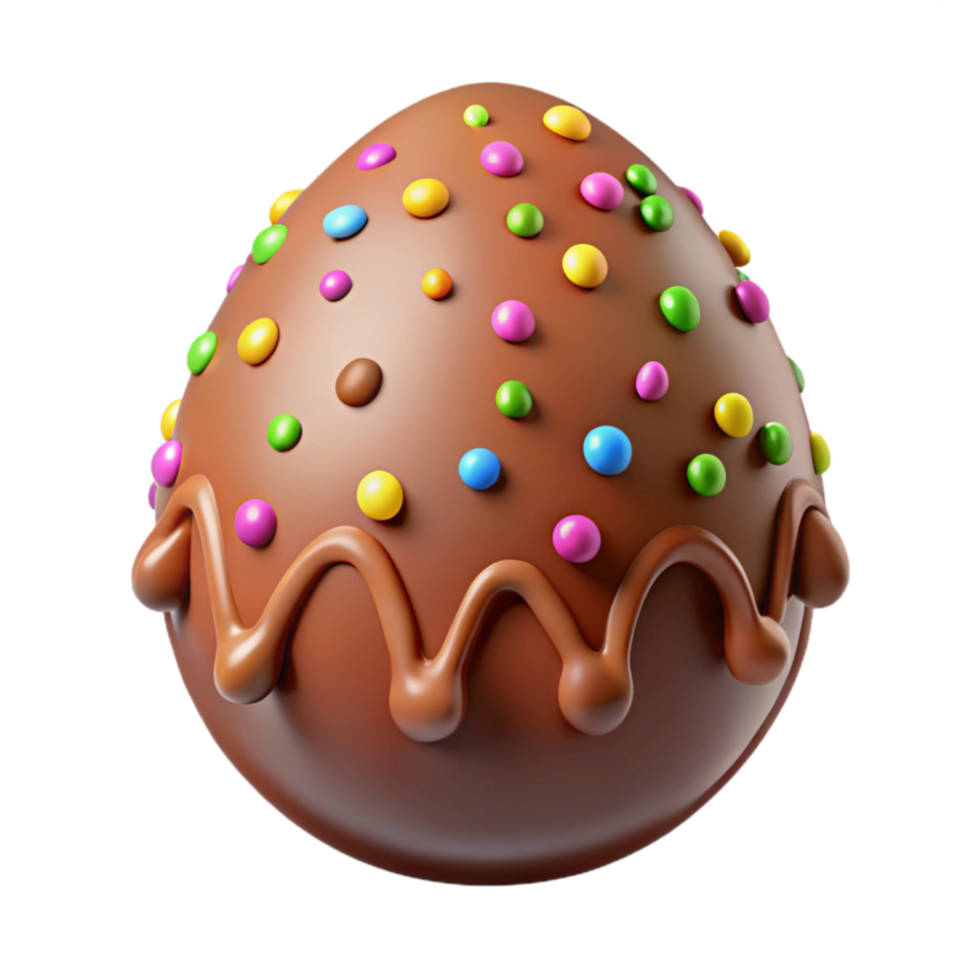 Chocolate Easter Egg with Colorful Sprinkles png