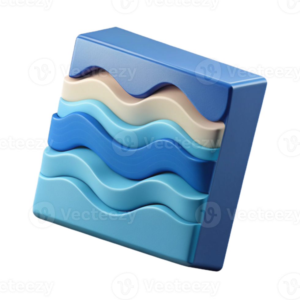 em camadas oceano ondas abstrato 3d render png