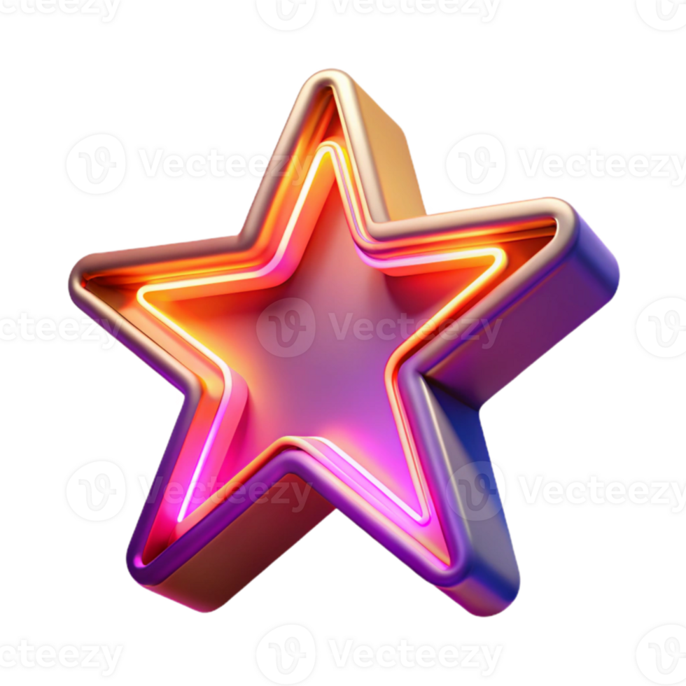 serene abstract Neon Star 3D Render high resolution png