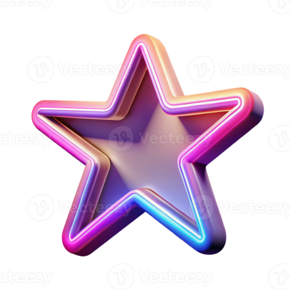 wonderful abstract Neon Star 3D Render premium png