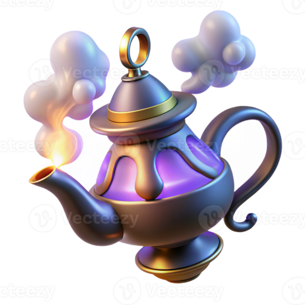 extraordinary contemporary Magical 3D Render of a Glowing Teapot exclusive png