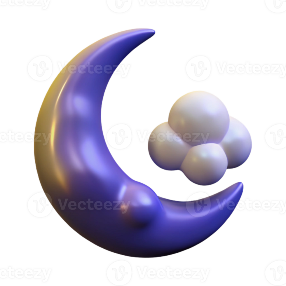 magnificent abstract 3D Render Moon and Cloud Night Illustration high quality png