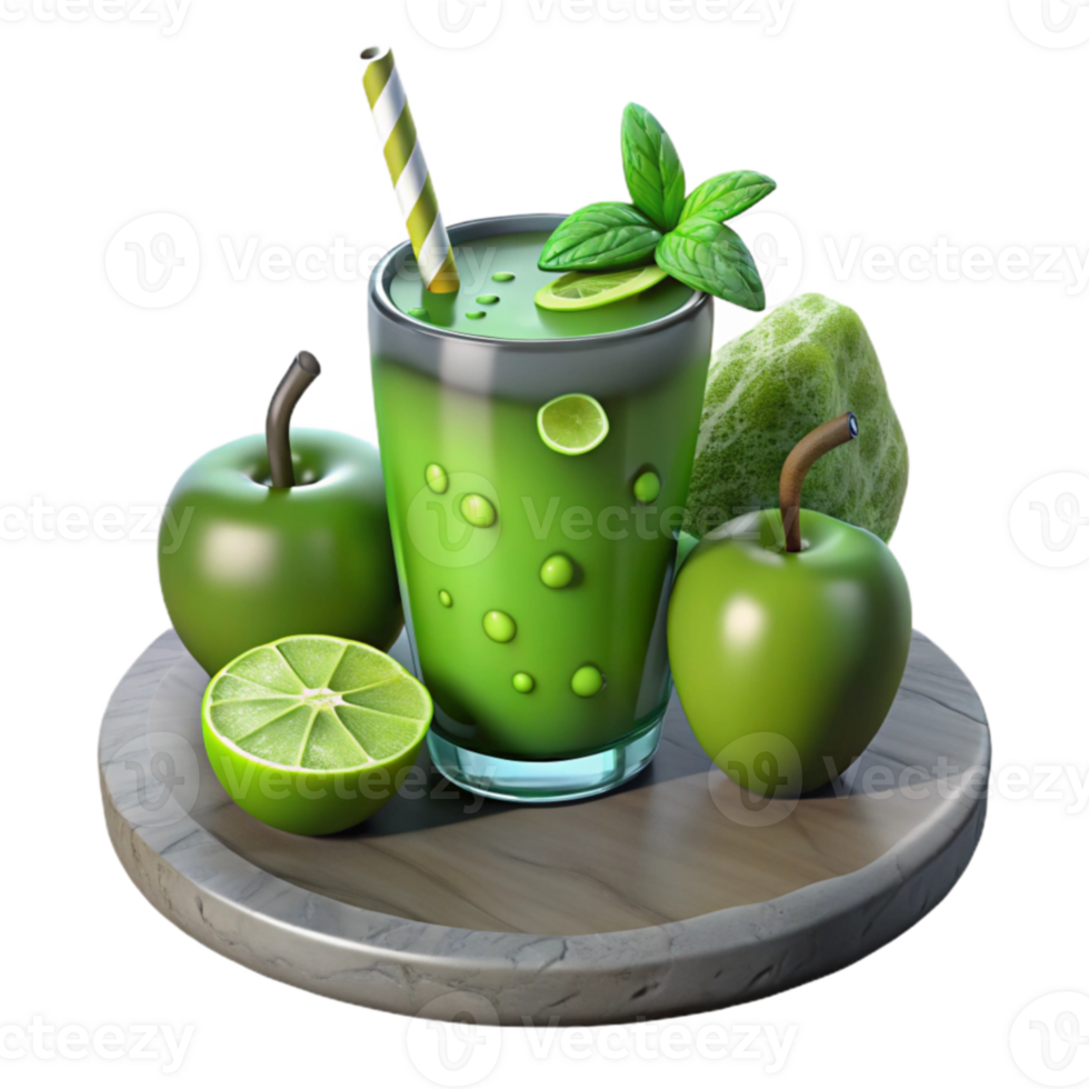 Refreshing Green Smoothie with Apples Lime png