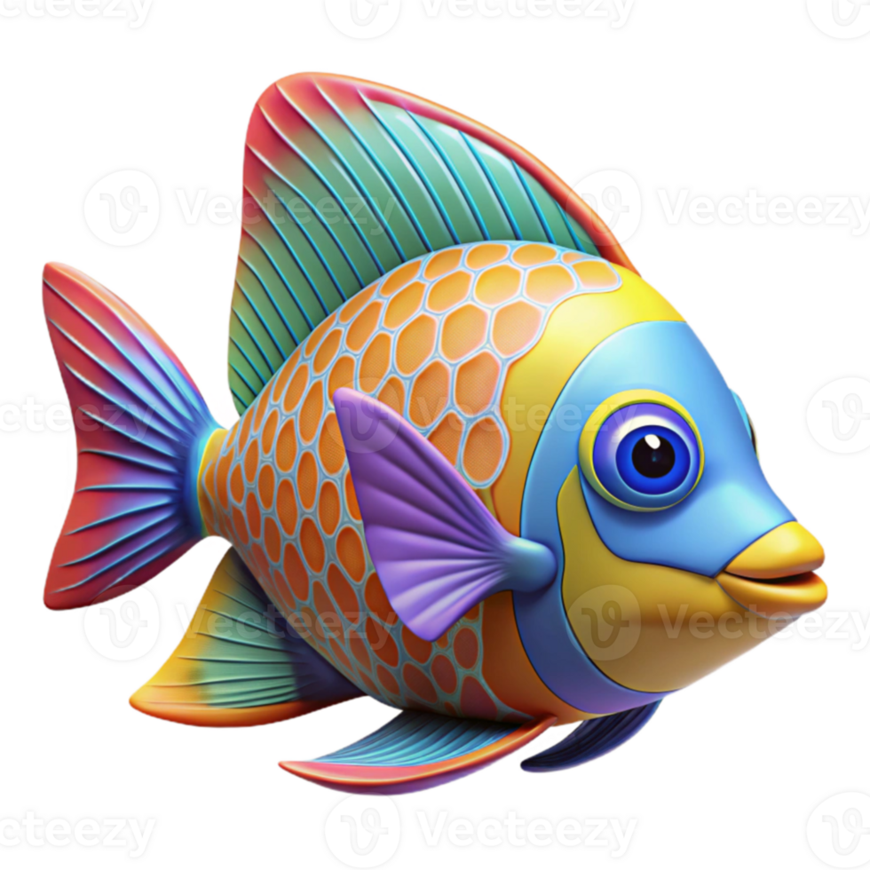 impressive abstract Vibrant 3D Fish Illustration high resolution png