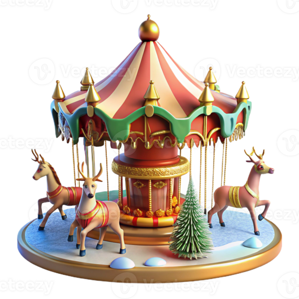 wonderful minimalist Christmas Carousel 3D Render high quality png