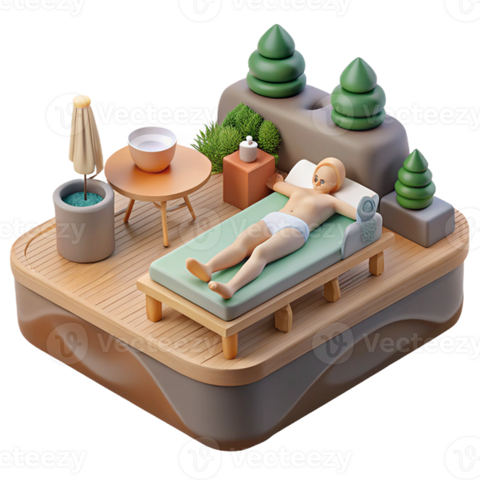 Relaxing Outdoor Spa Day Sunbathing on Deck png