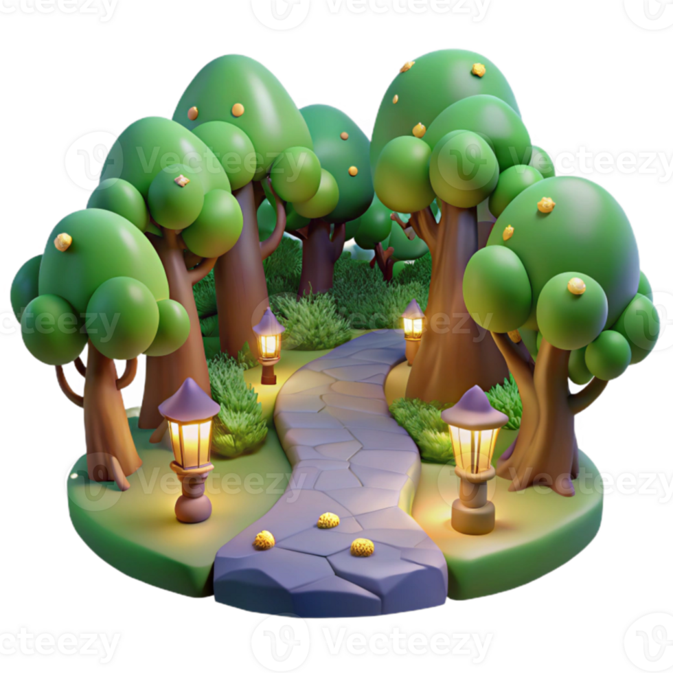 stunning contemporary Enchanted 3D Forest Path Illustration original png