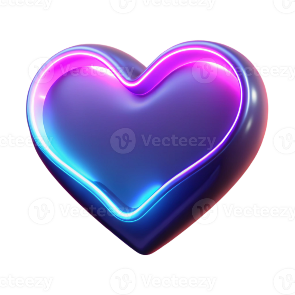 dramatic vintage Neon Glow Heart 3D Render premium png