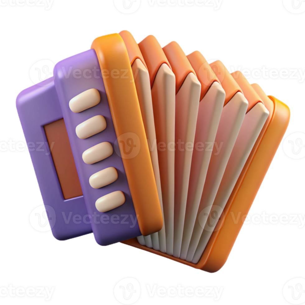 beautiful artistic 3D Render Accordion Musical Instrument exclusive png