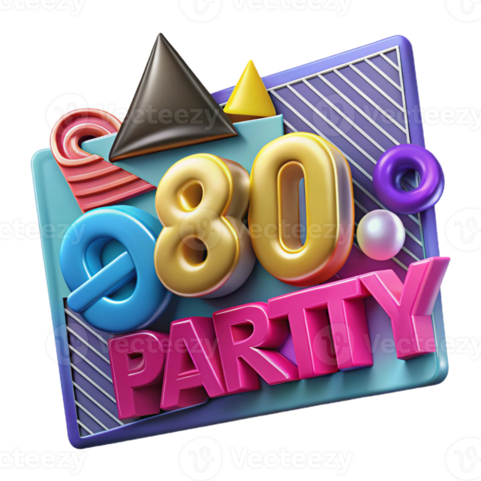 80s Retro Party Geometric Design Celebration png