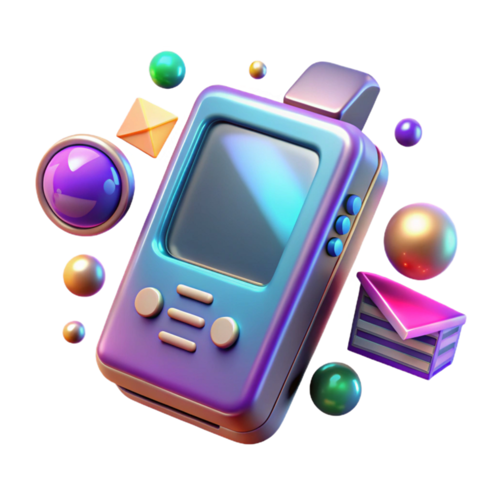 retro dispositivo com colorida 3d elementos png