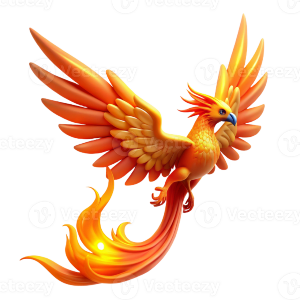 beautiful abstract Fiery Phoenix 3D Illustration detailed png