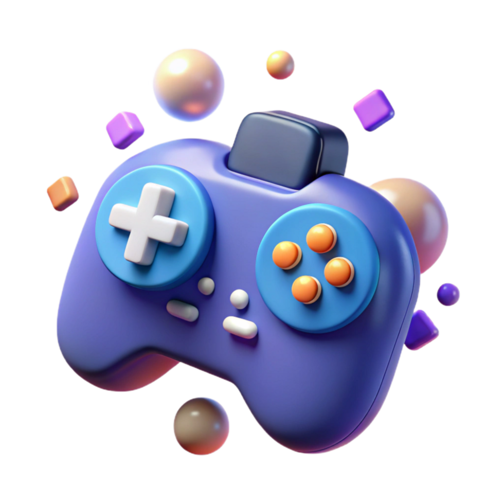 3D Render of a Purple Game Controller png