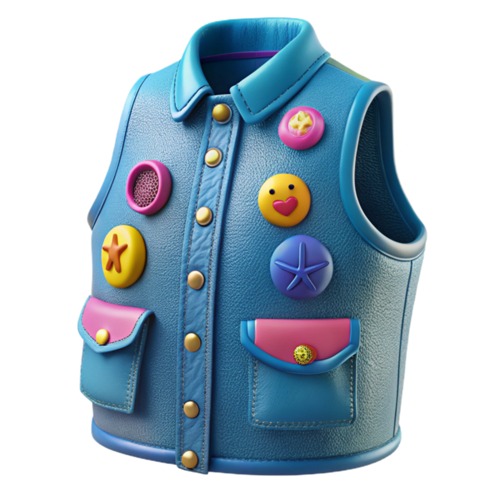 Colorful Button-Adorned Sleeveless Jacket png