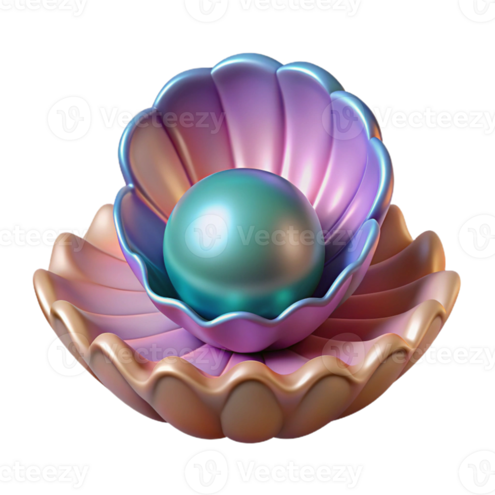 extraordinary vintage Iridescent Pearl in Shell 3D Render high resolution png