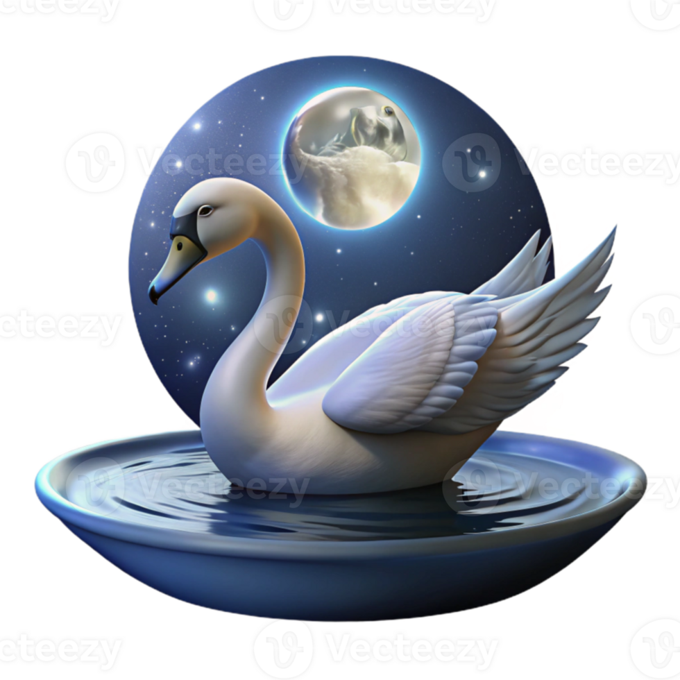 elegant traditional Serene Swan 3D Illustration exclusive png
