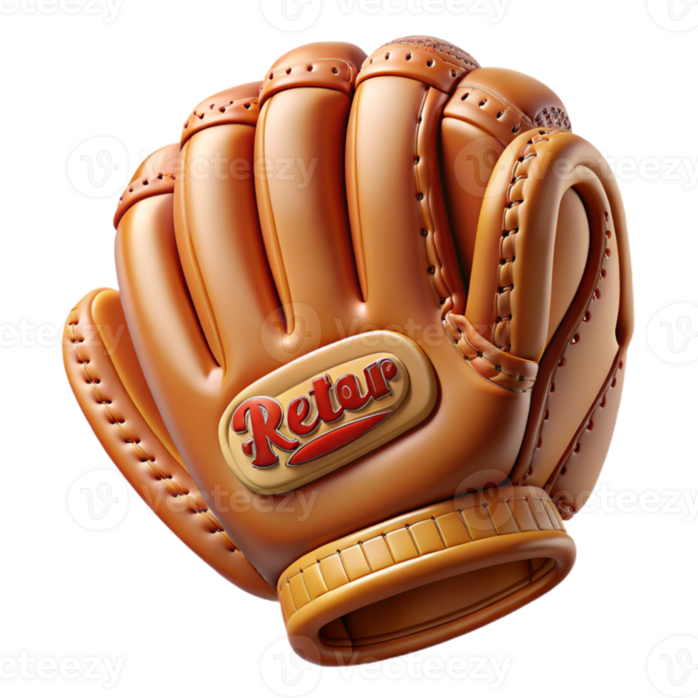 Vintage Baseball Glove Retro Design, Leather Texture png