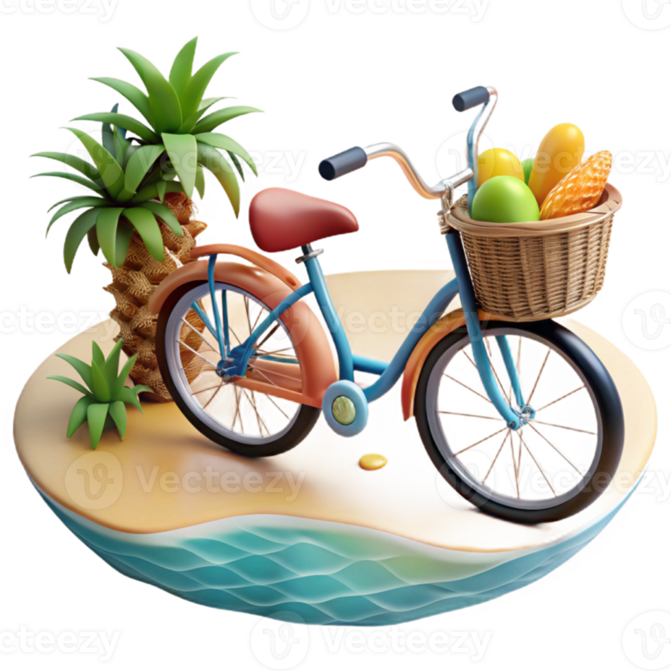 Summer Bicycle Ride Tropical Island Getaway png