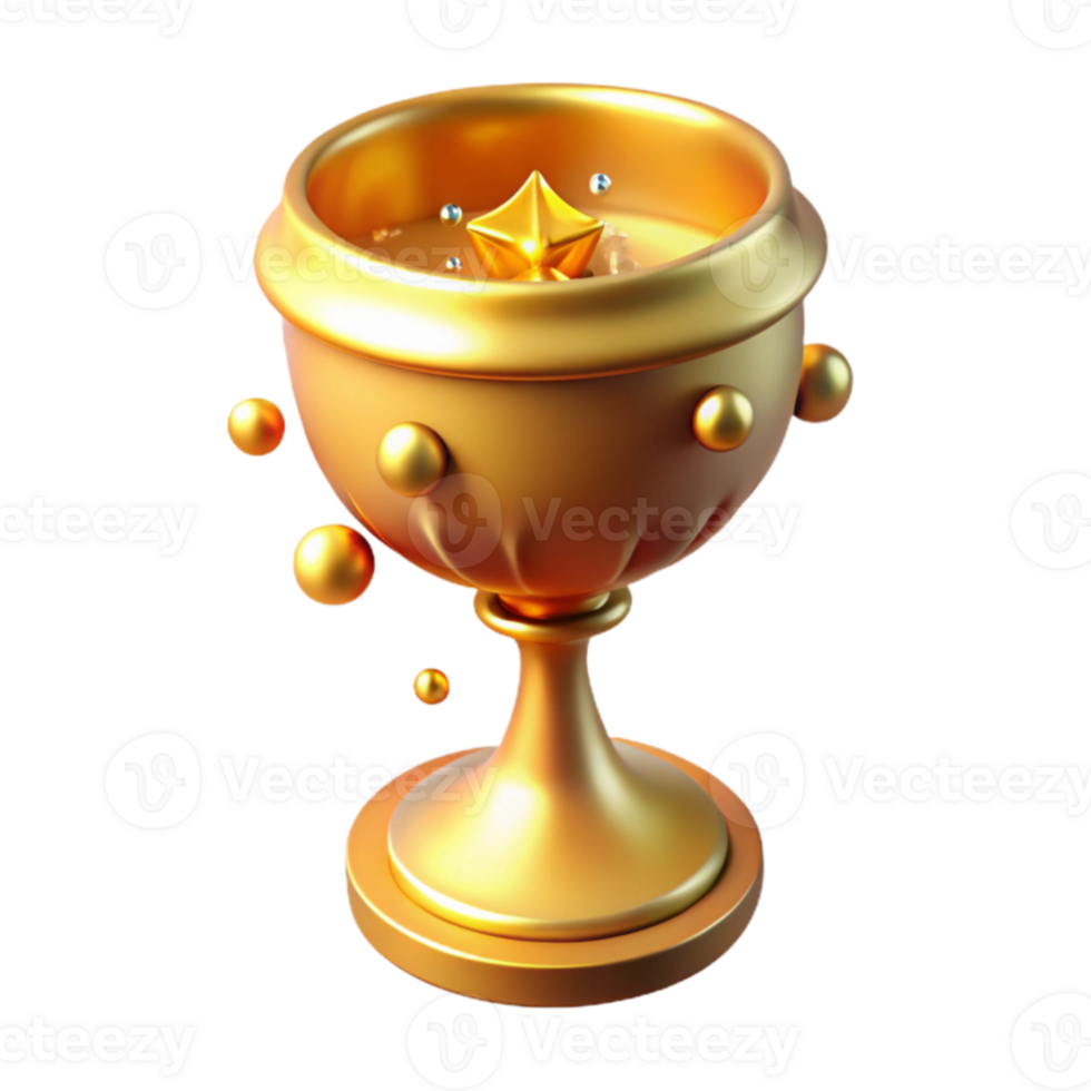 magnificent creative Golden Chalice 3D Render exclusive png