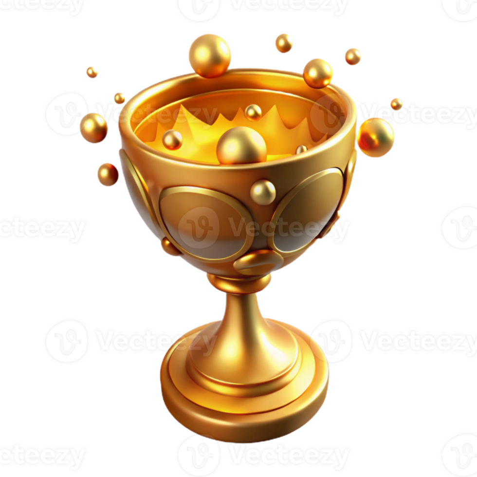 stunning rustic Golden Chalice 3D Render authentic png