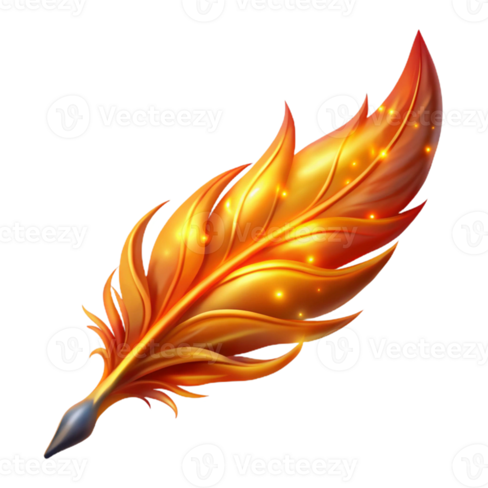 impressive creative Golden Fire Feather Illustration high resolution png