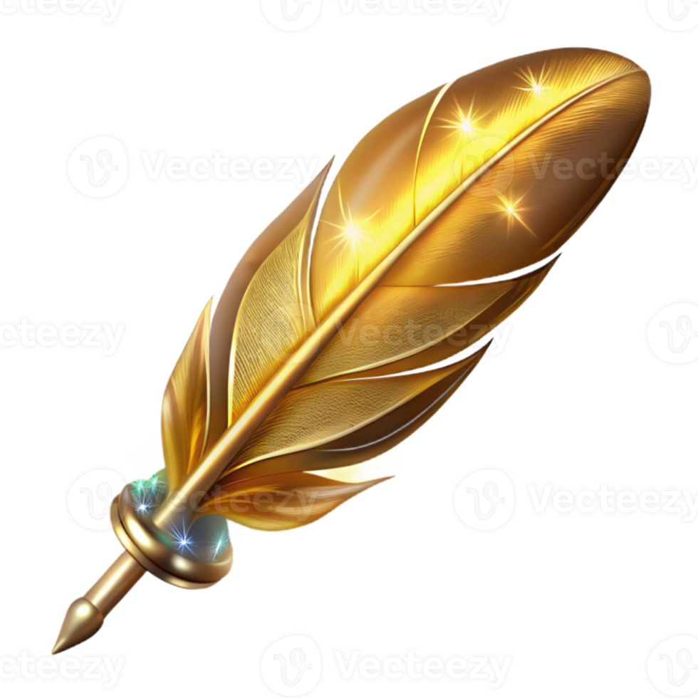 serene rustic Golden Quill 3D Render exclusive png
