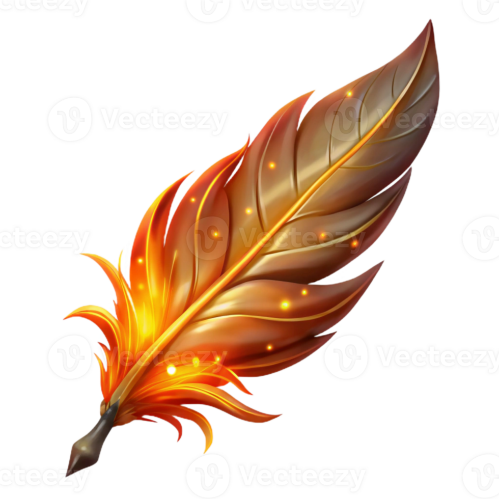 elegant artistic Fiery Feather Illustration authentic png