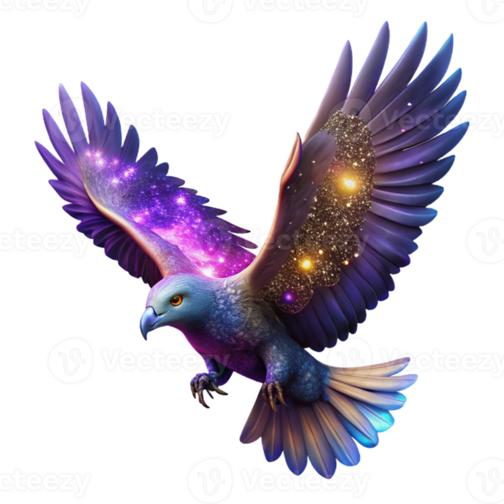 impressive vintage Cosmic Bird Digital Illustration 4K png