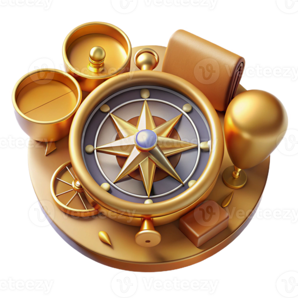 dramatic abstract Golden Compass 3D Illustration exclusive png