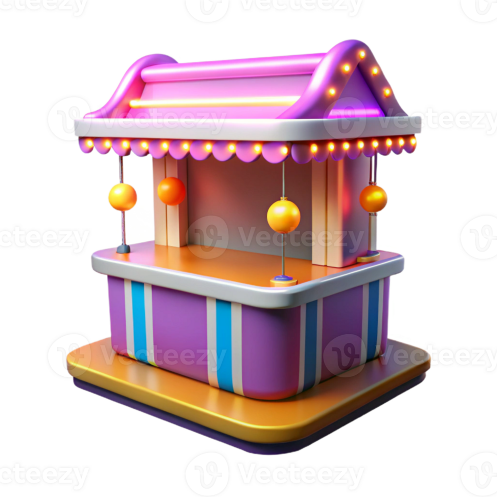 Carnival Game Booth 3D Render of Funfair Stand png