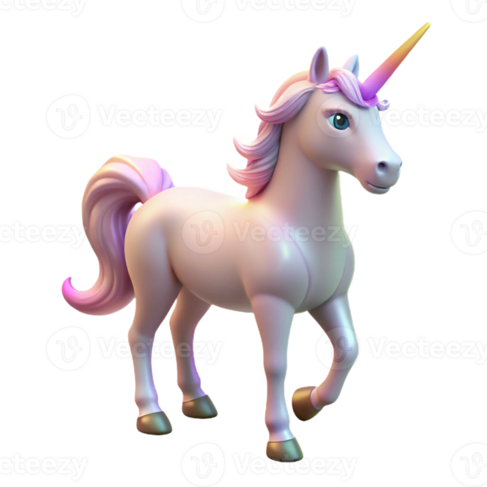 dramatic abstract Pastel Unicorn 3D Render high quality png