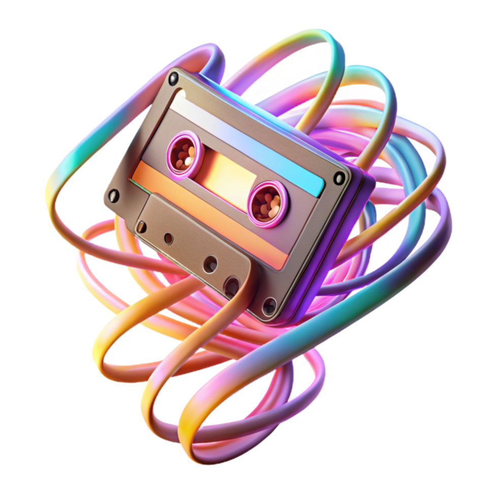 retro cassete fita com colorida cabos png