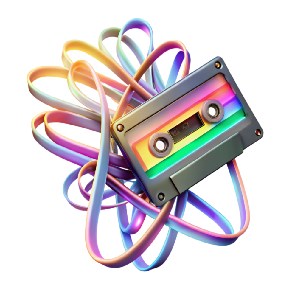 retro cassete fita com colorida, abstrato Projeto png